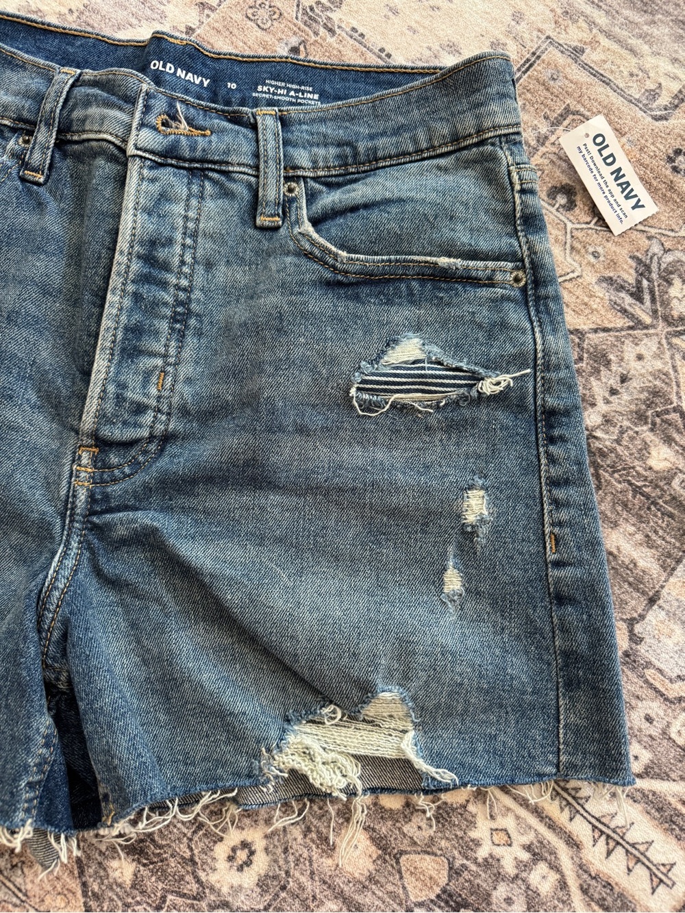 Higher High-Waisted Button-Fly Ripped Cut-Off Jean Shorts - Picture 2 of 6